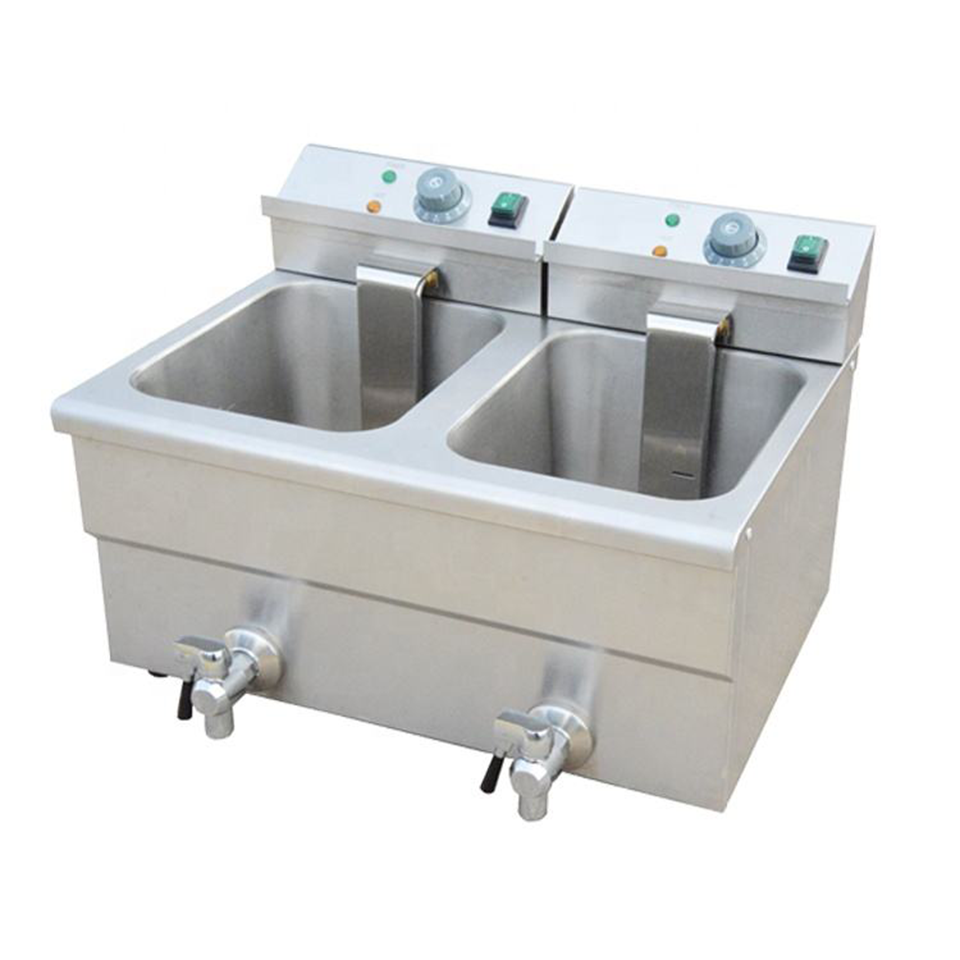 E-DZ-12L-2 Dual Tank Electric Fryer 3.25KW 220-240V Tabletop
