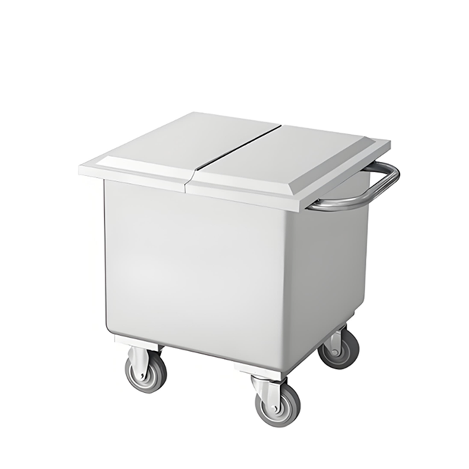 Flour Transport and Storage Cart 20kg Stainless Steel Mobile Hygienic