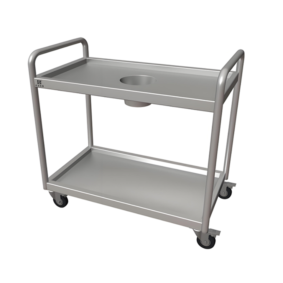 Two Tier Food Waste Collection Cart 25kg Stainless Steel Hygienic Mobile
