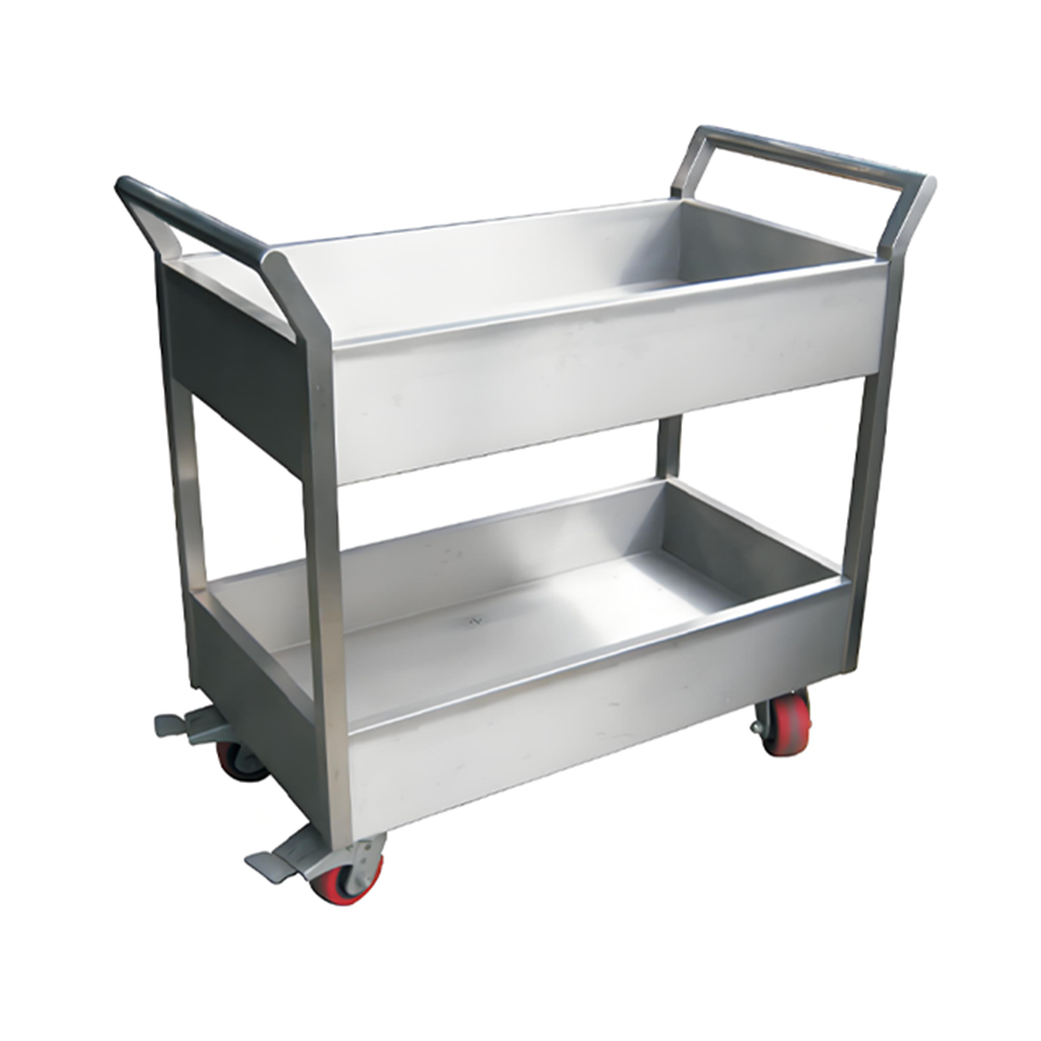 Two Tier Dish Collection Cart 25kg Stainless Steel Mobile Easy-Clean