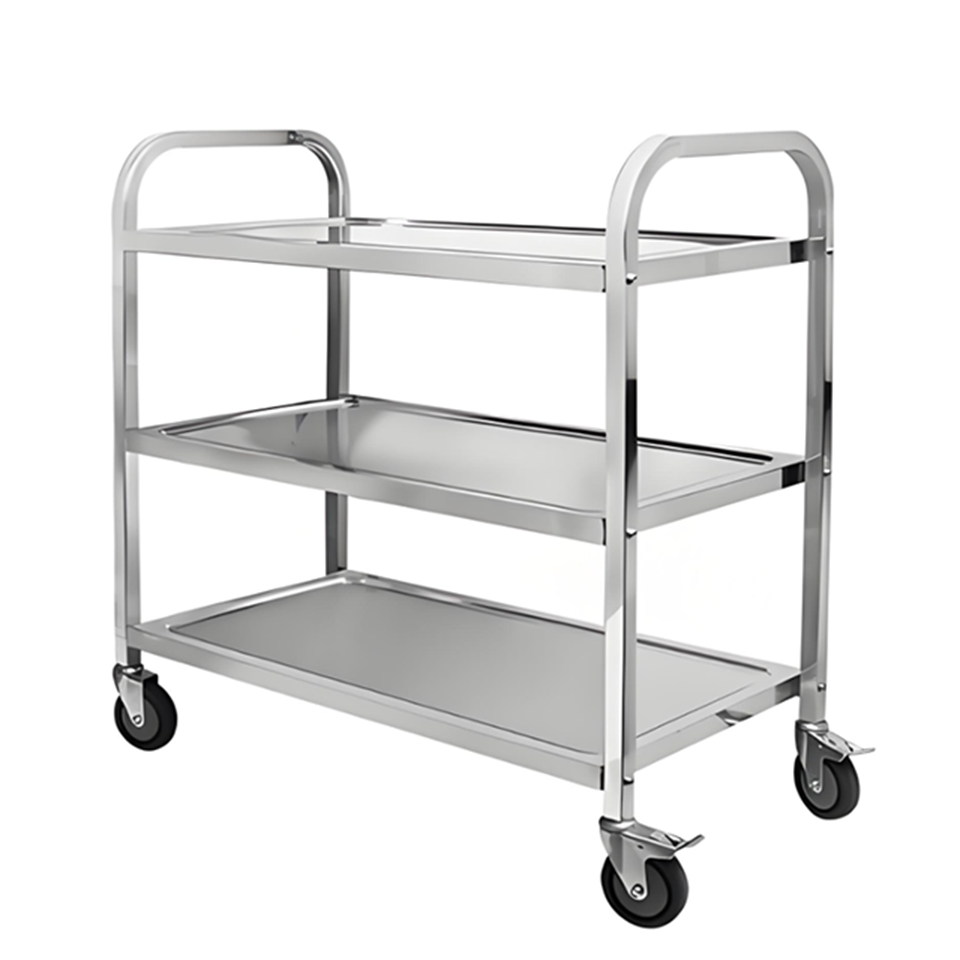 Three Tier Service Cart 26kg Stainless Steel Mobile Food Service