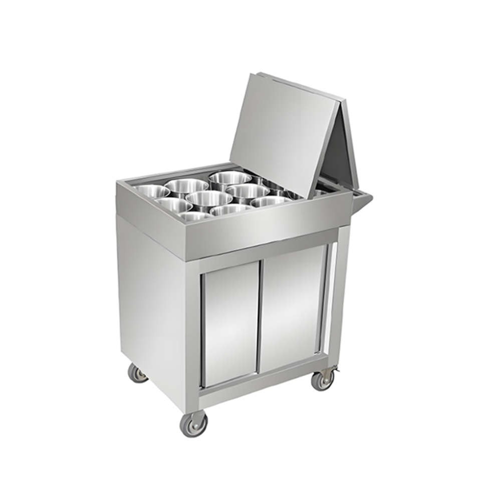 Sliding Door Condiment Cart 45kg Enclosed Stainless Steel Commercial Kitchen