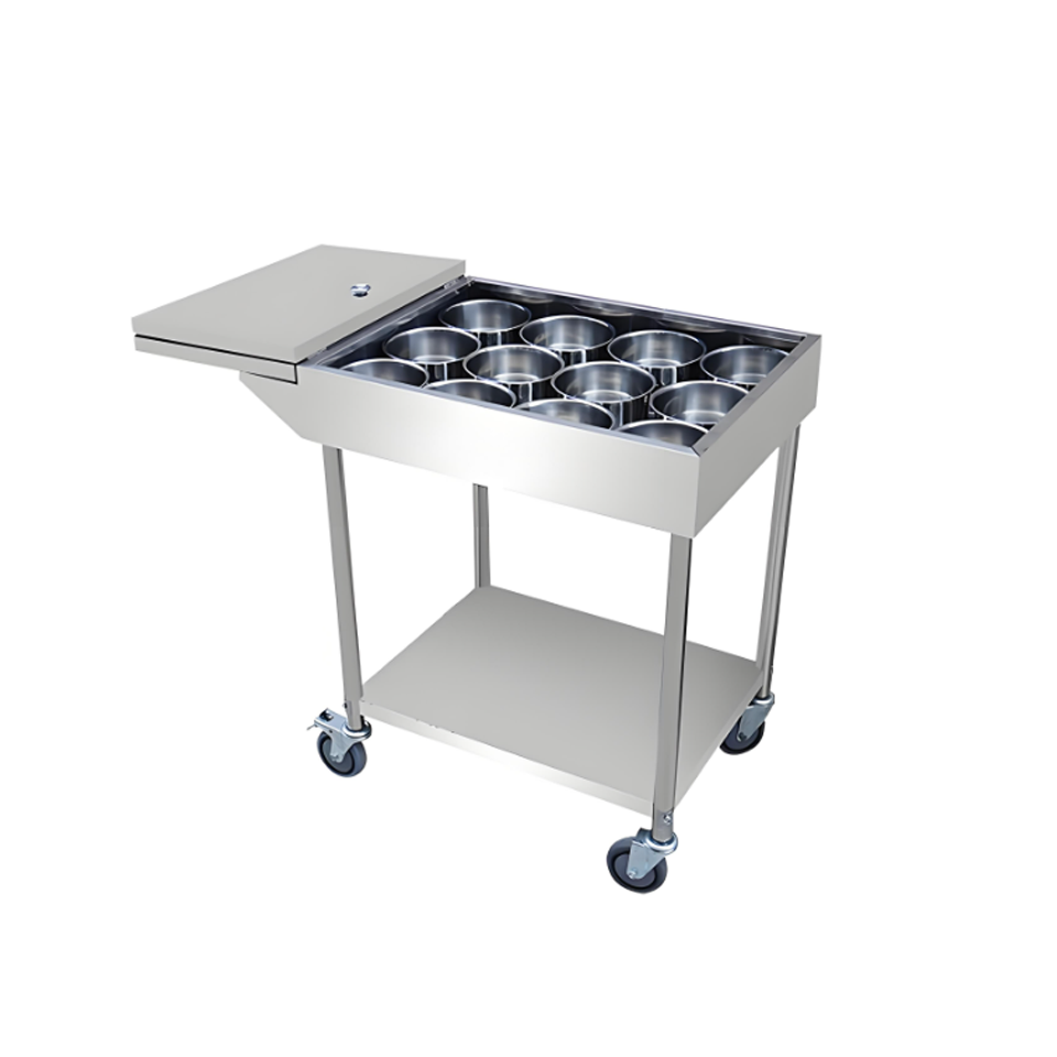 Stainless Steel Condiment Transport Cart for Commercial Kitchens