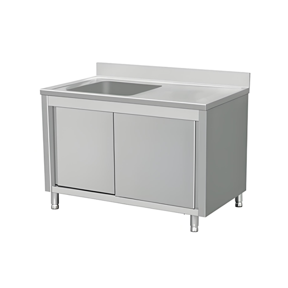 Institutional Kitchen Sink Cabinet Food-Safe Stainless Steel