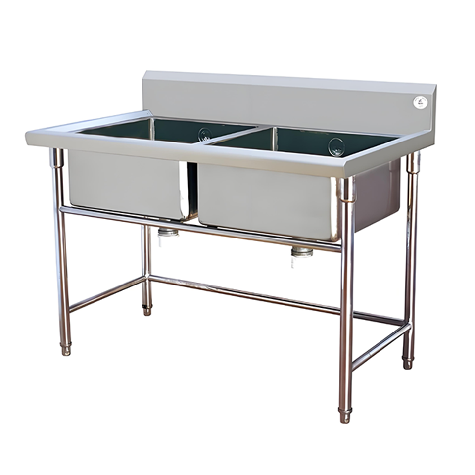 Double Basin Commercial Sink Versatile Sizes, Stable Structure for Food Service