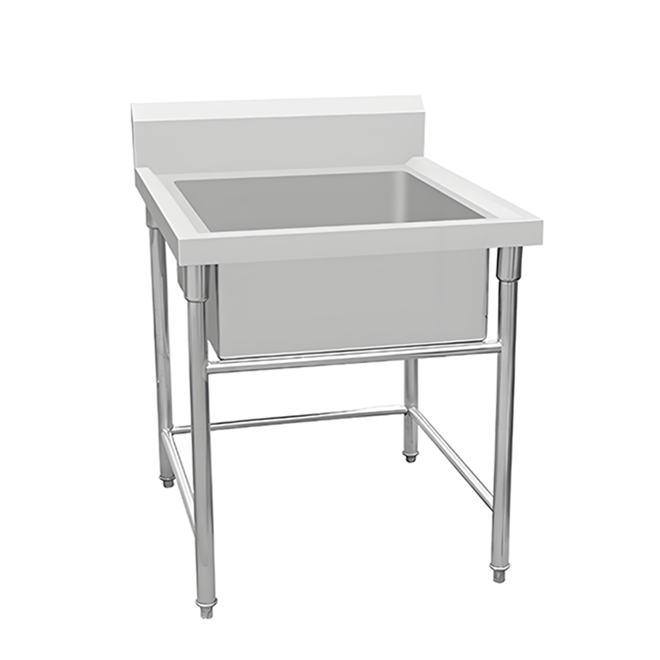 Stainless Steel Single-Basin Sink 40MM Thick Top, 38×38MM Legs for Restaurants