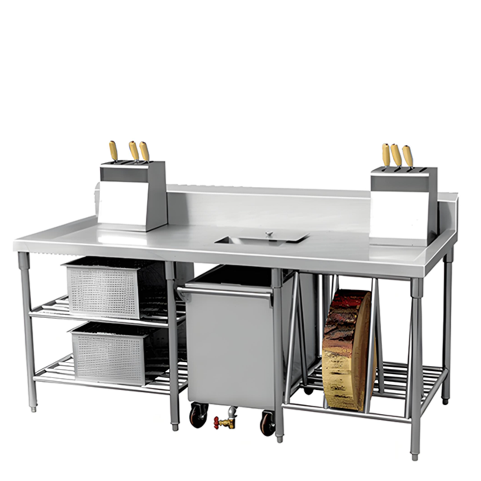 Commercial Food Prep Station 100kg Load, Includes 3 Baskets Food Collection Cart