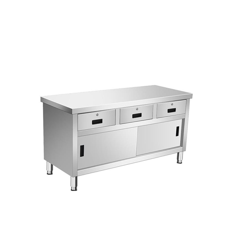 Three Drawer Workbench for Food Processing Stainless Steel Storage Design